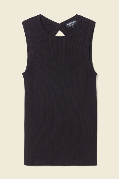 Pull débardeur éco-responsable noir femme