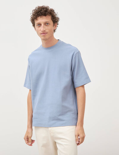 T-shirt ample col rond manches courtes bleu gris homme