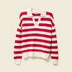Pull manches longues col polo ecru femme