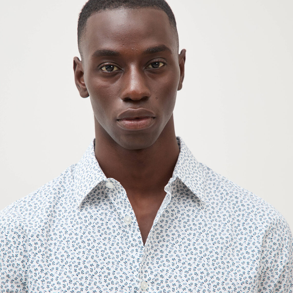 Chemise en coton manches longues blanc homme