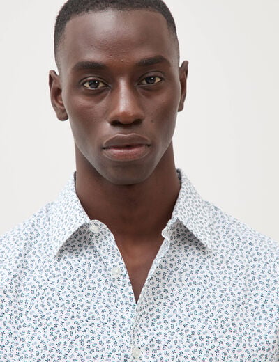 Chemise en coton manches longues blanc homme
