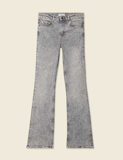 Jeans bootcut denim gris clair femme