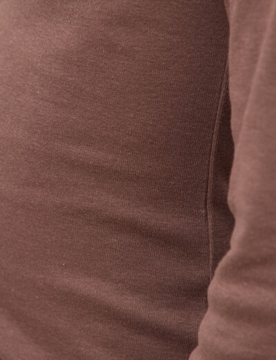 T-shirt cintr&eacute; manches longues col rond marron femme