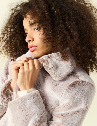 Manteau droit court col classique beige femme