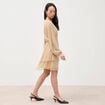 Robe manches longues doubl&eacute;e beige femme