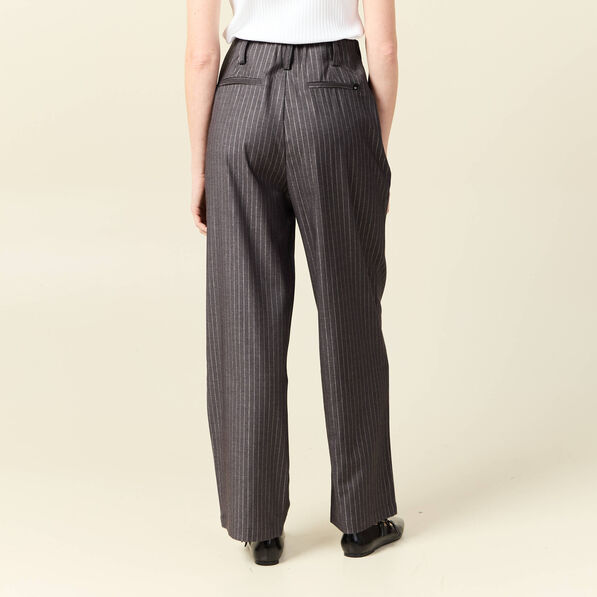 Pantalon large taille haute gris foncé femme