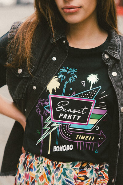 T-shirt manches courtes noir femme