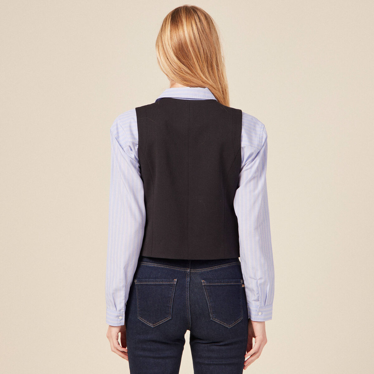 Veston boutonn&eacute; noir femme