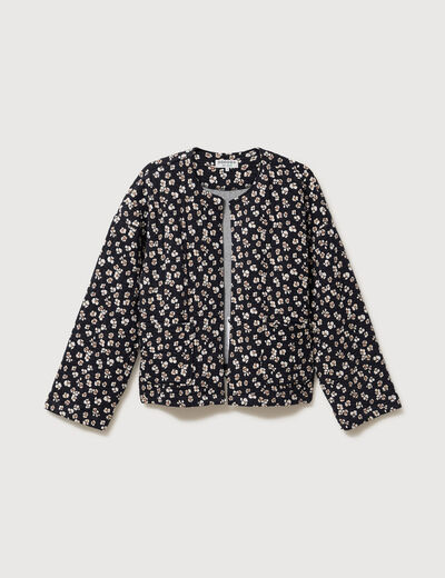 Gilet matelass&eacute; col rond noir femme