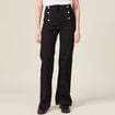 Jeans flare à pont denim noir femme
