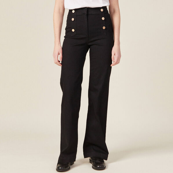 jeans flare a pont denim noir femme Jeans flare à pont denim noir femme