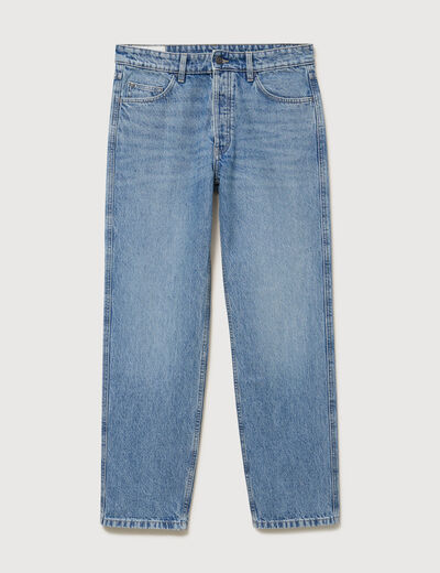 Jeans large longueur 34 en coton denim bleach homme