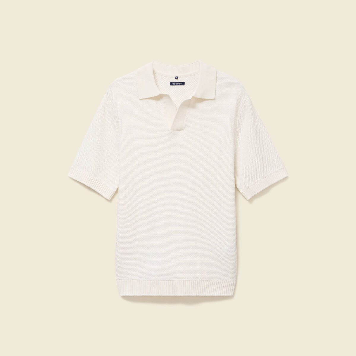Polo ample col cubain manches courtes ecru homme