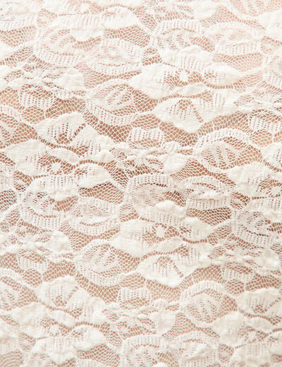 Blouse manches longues dentelle col rond ecru femme
