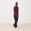 Polo droit manches longues en coton prune homme
