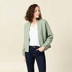 Gilet manches longues vert kaki femme