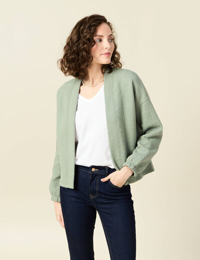Gilet manches longues vert kaki femme