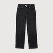 Jeans straight 7/8&egrave;me taille haute denim noir femme