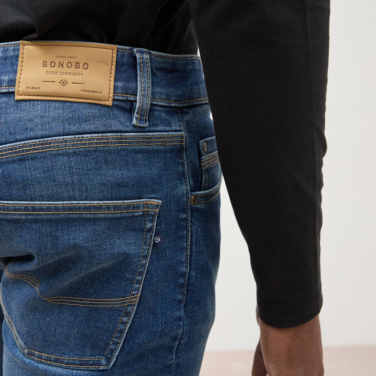Jeans straight 5 poches denim stone homme