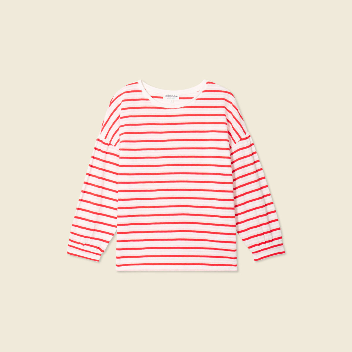 T-shirt manches 3/4 rouge femme