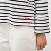 Pull droit manches longues broderie ecru femme