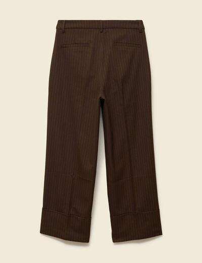 Pantalon taille haute marron fonc&eacute; femme