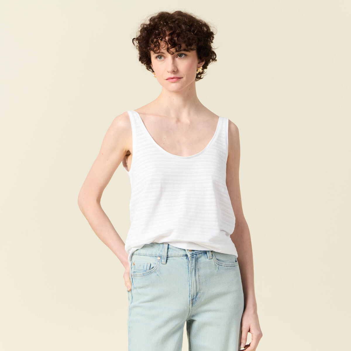 Débardeur sans manches blanc femme