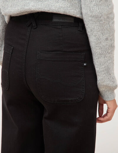 Jeans large taille haute denim noir femme