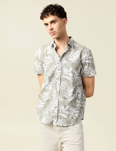Chemise manches courtes vert kaki homme