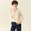 Blouse manches longues satin creme femme