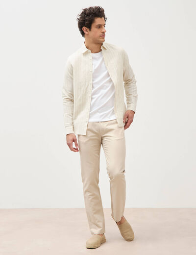 Chemise manches longues beige fonce homme