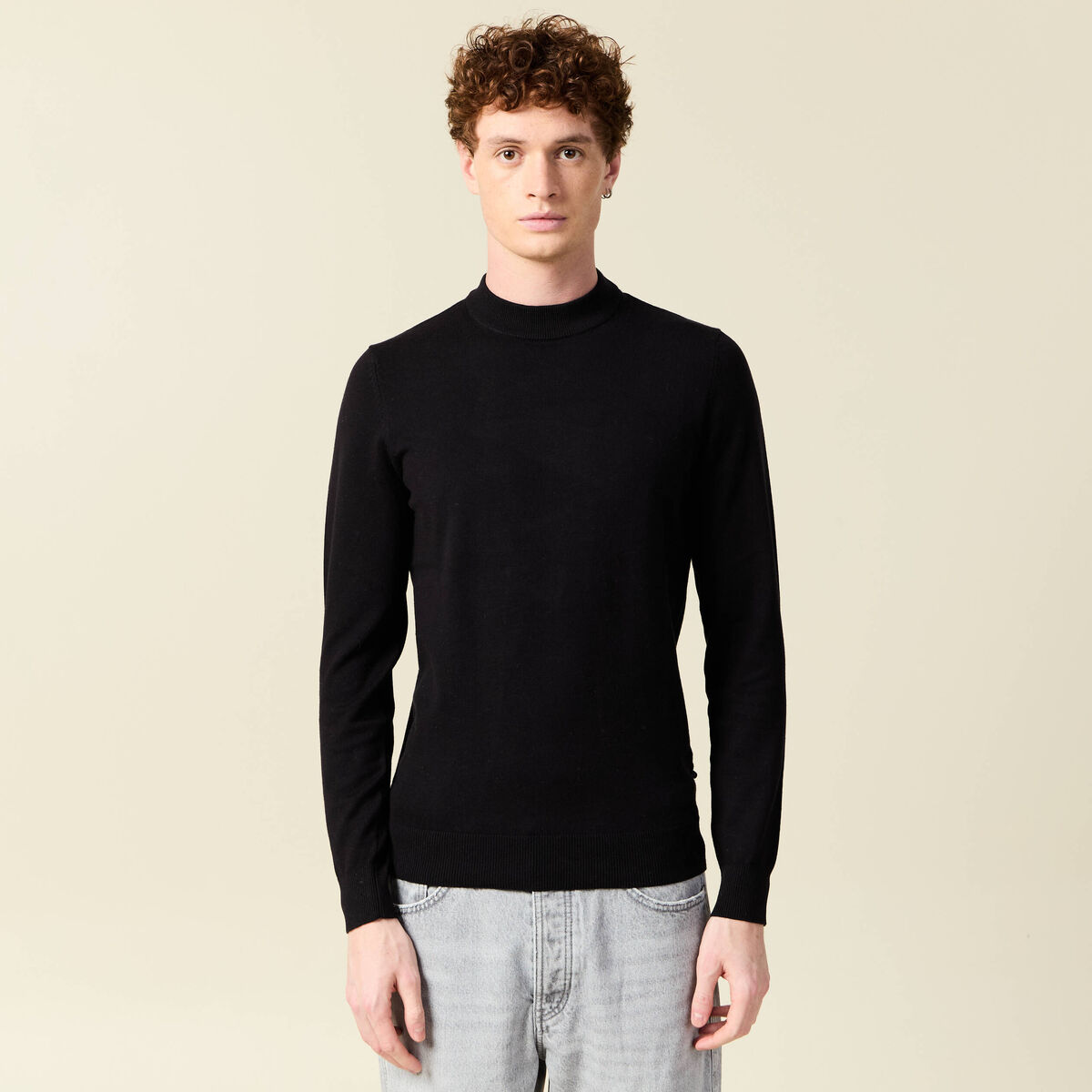 Pull manches longues noir homme