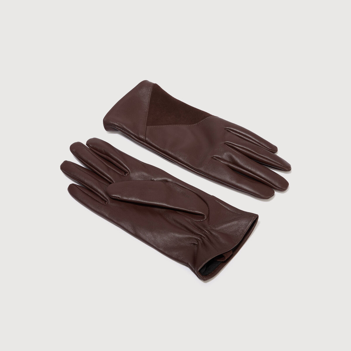 Gants en cuir marron fonc&eacute; femme