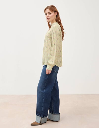 Blouse manches longues vert kaki femme