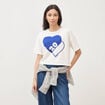 T-shirt droit cropped manches coude ecru femme
