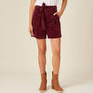 Short paperbag velours prune femme