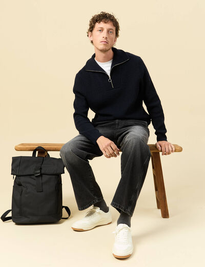 Jeans loose longueur 32 en coton denim noir homme