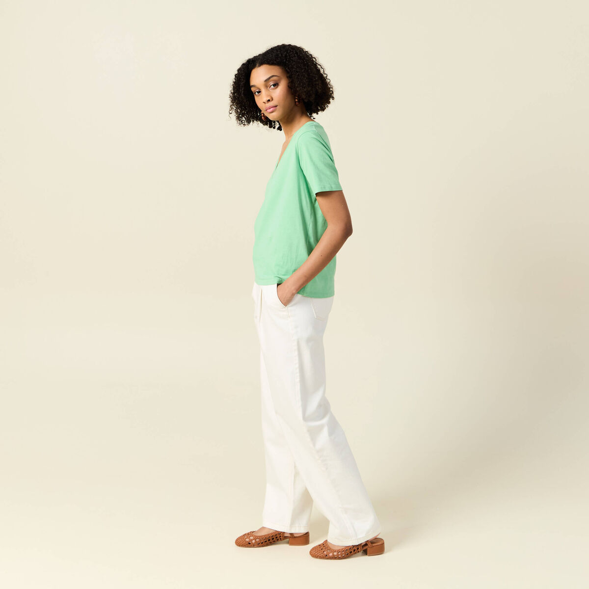 T-shirt manches courtes vert clair femme
