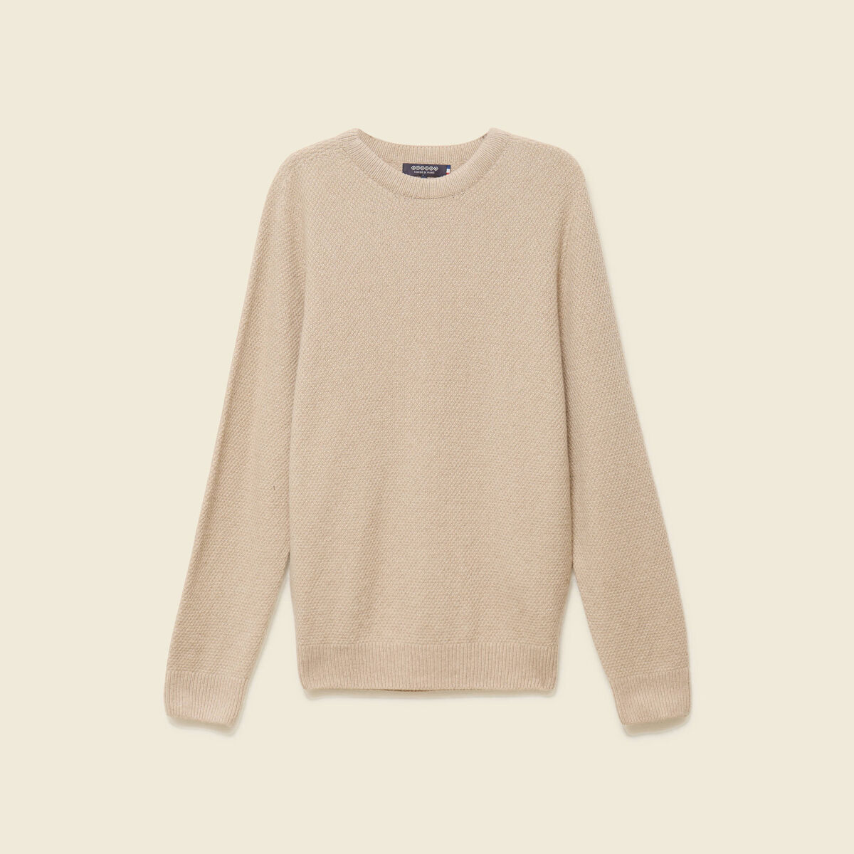 Pull manches longues fabriqu&eacute; en France sable homme