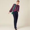 Blouse manches longues col rond marron femme