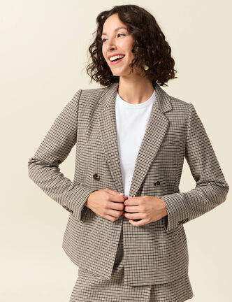 Blazer manches longues col tailleur noir femme