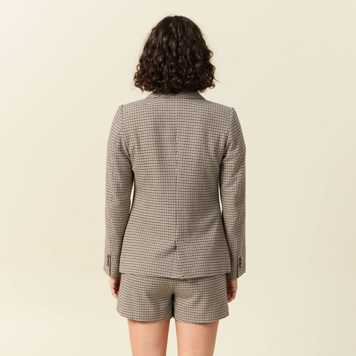 Blazer manches longues col tailleur noir femme
