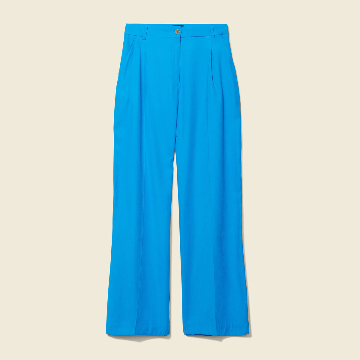 Pantalon large à pinces bleu femme