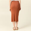 Jupe longue ajust&eacute;e en tricot orange fonc&eacute; femme