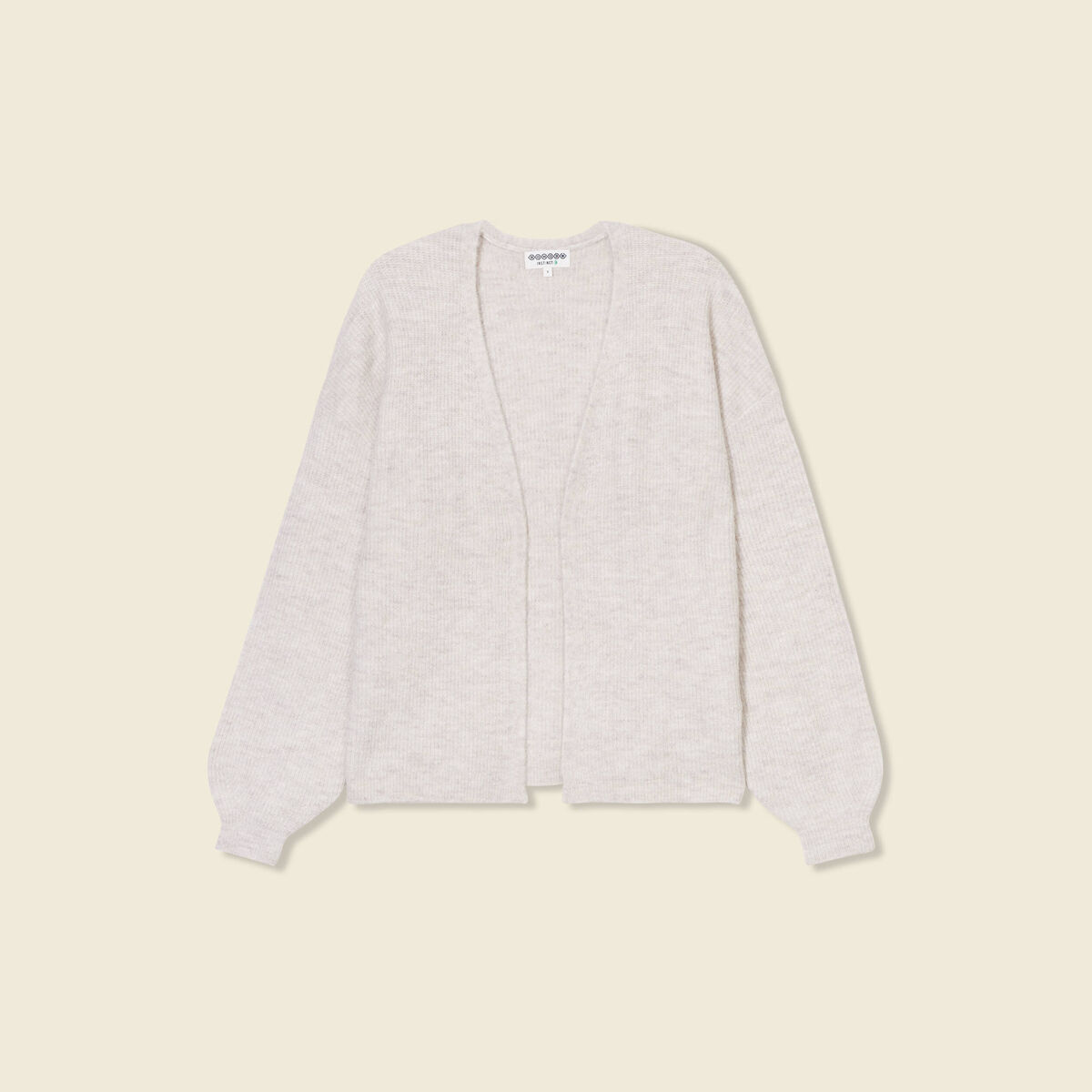 Gilet manches longues creme femme
