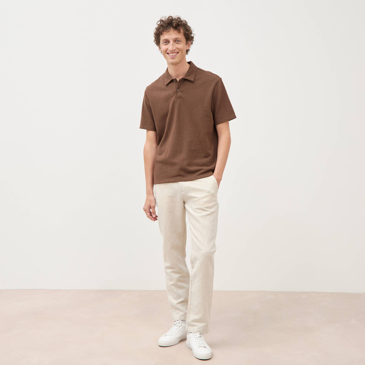 Polo manches courtes taupe homme