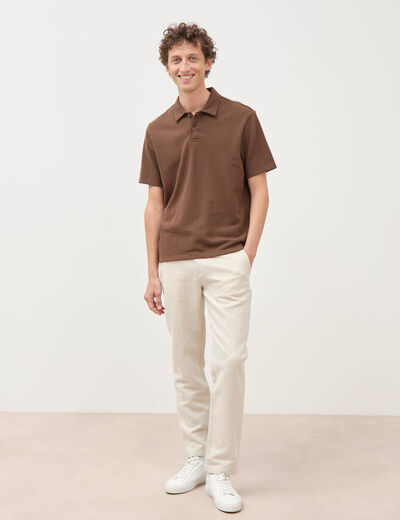 Polo manches courtes taupe homme