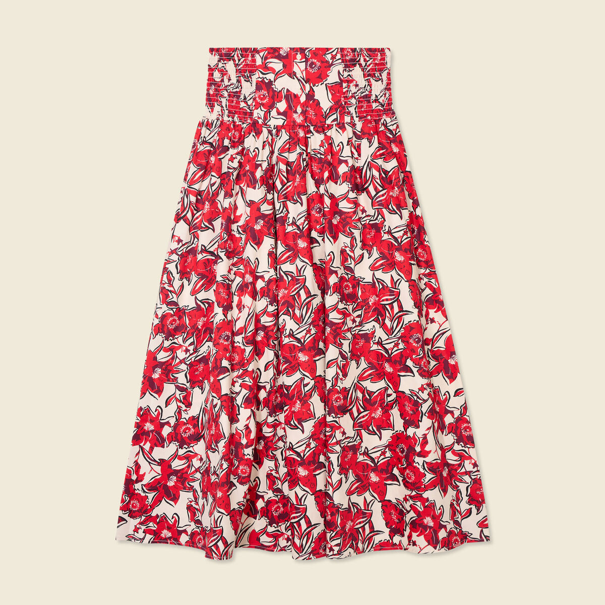 Jupe longue évasée rouge femme