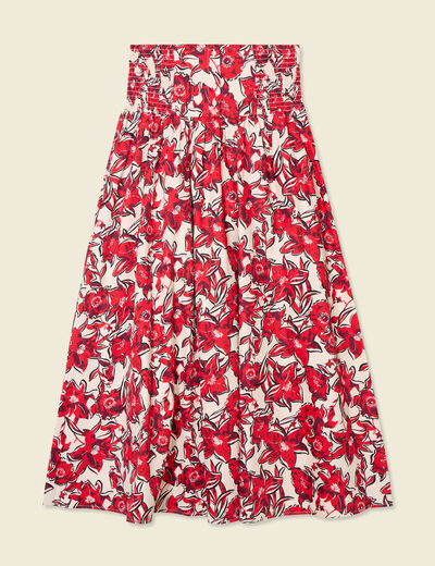 Jupe longue évasée rouge femme