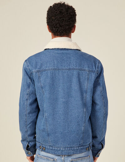 Veste droite en jean denim stone homme